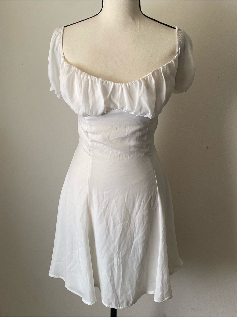 Lucy in the Sky White Ruffle Scoop Neck Mini Dress
